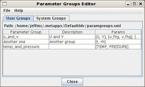 Parameter Groups Editor